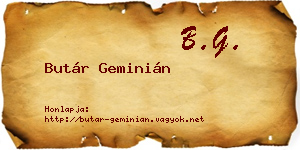Butár Geminián névjegykártya